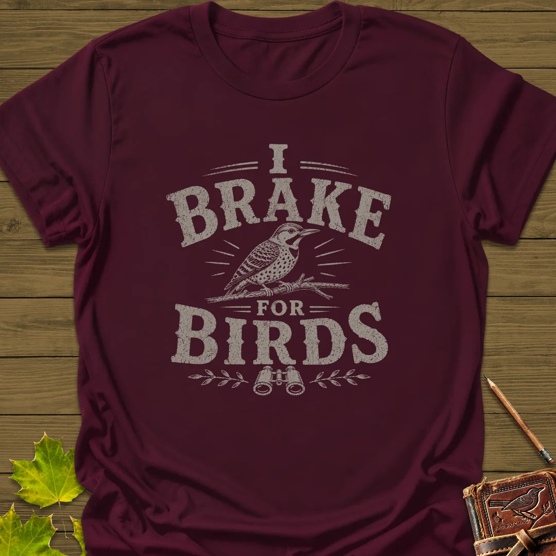 Brake For Birds T-Shirt in Maroon