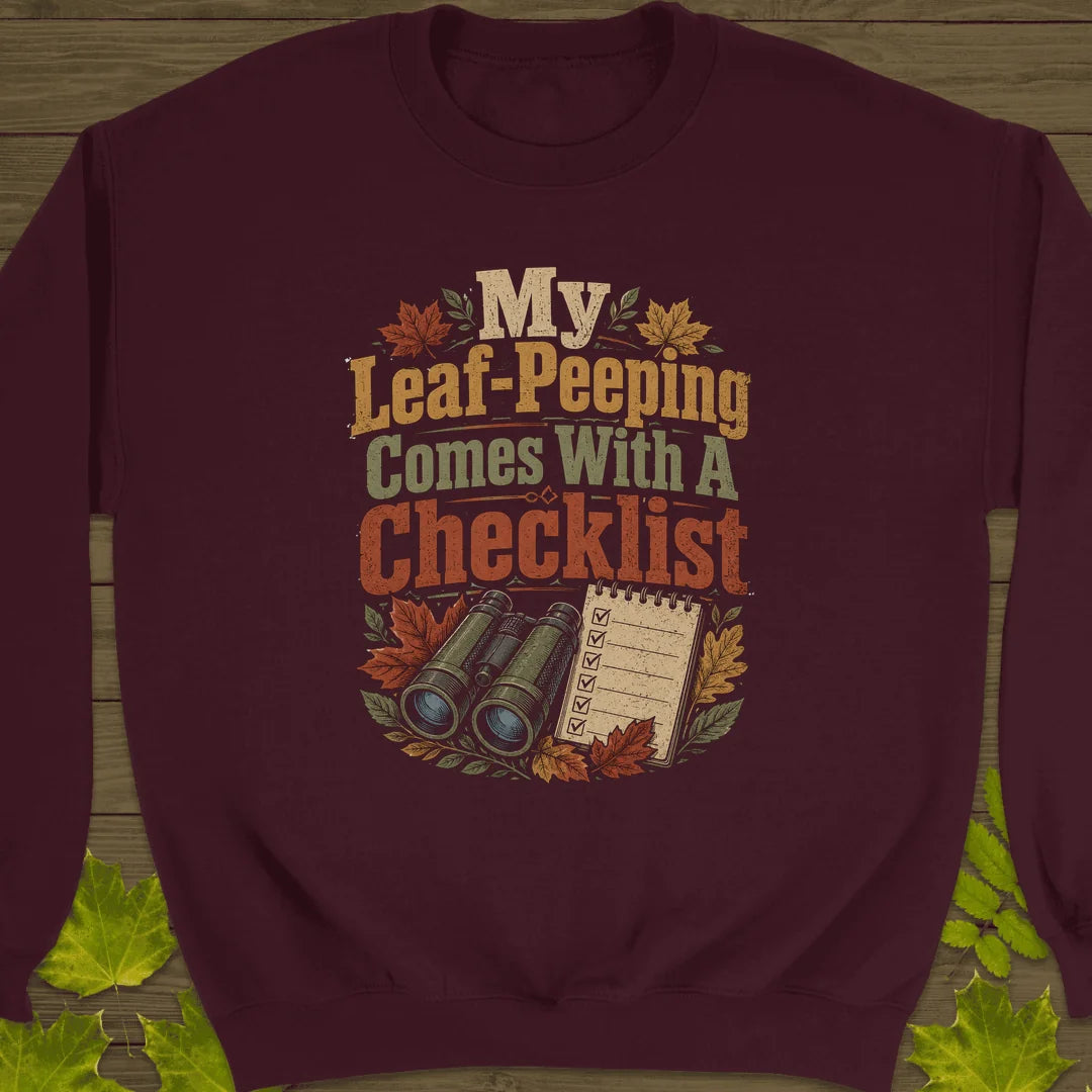 Leaf-Peeping Checklist Sweatshirt in Maroon