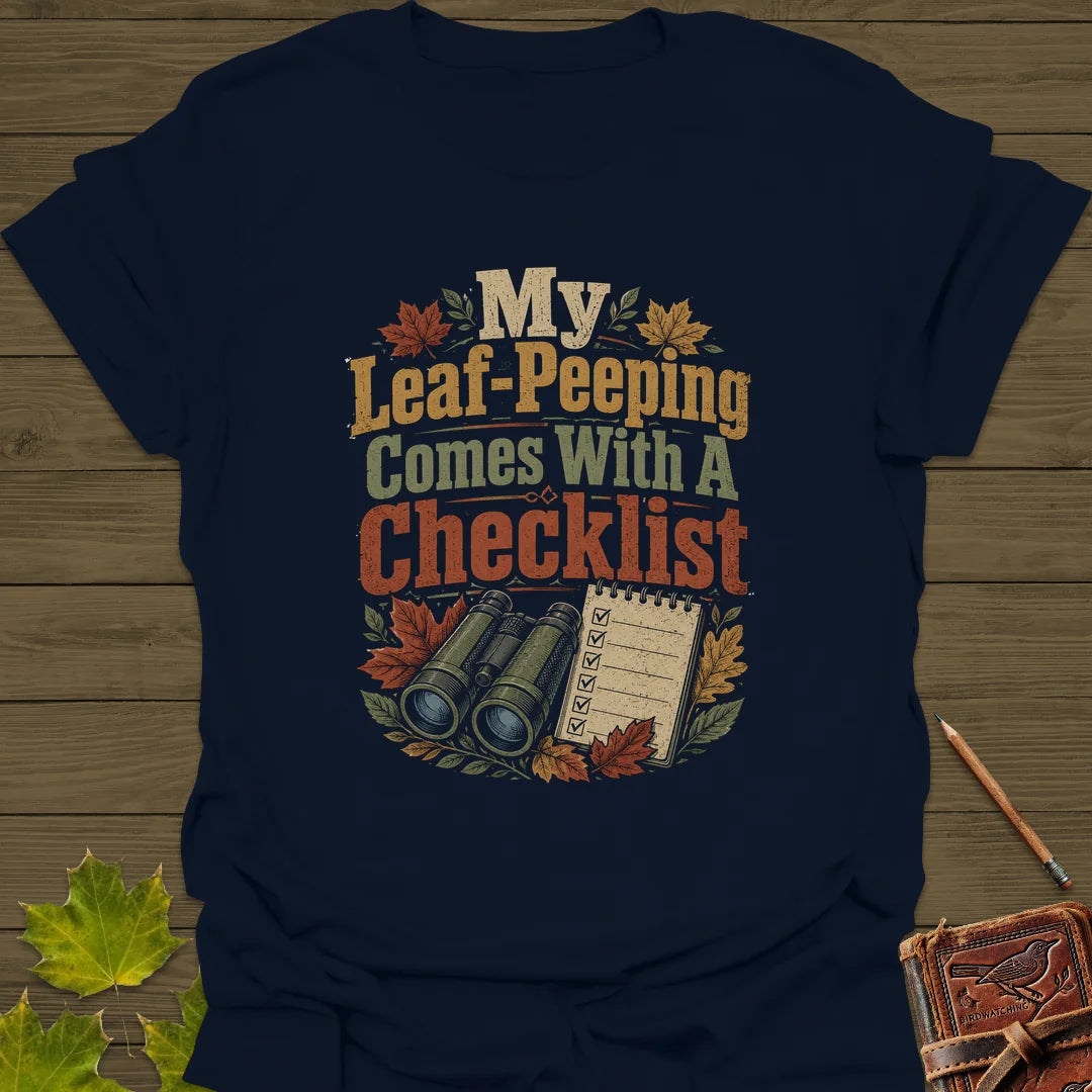 Leaf-Peeping Checklist T-Shirt in Navy