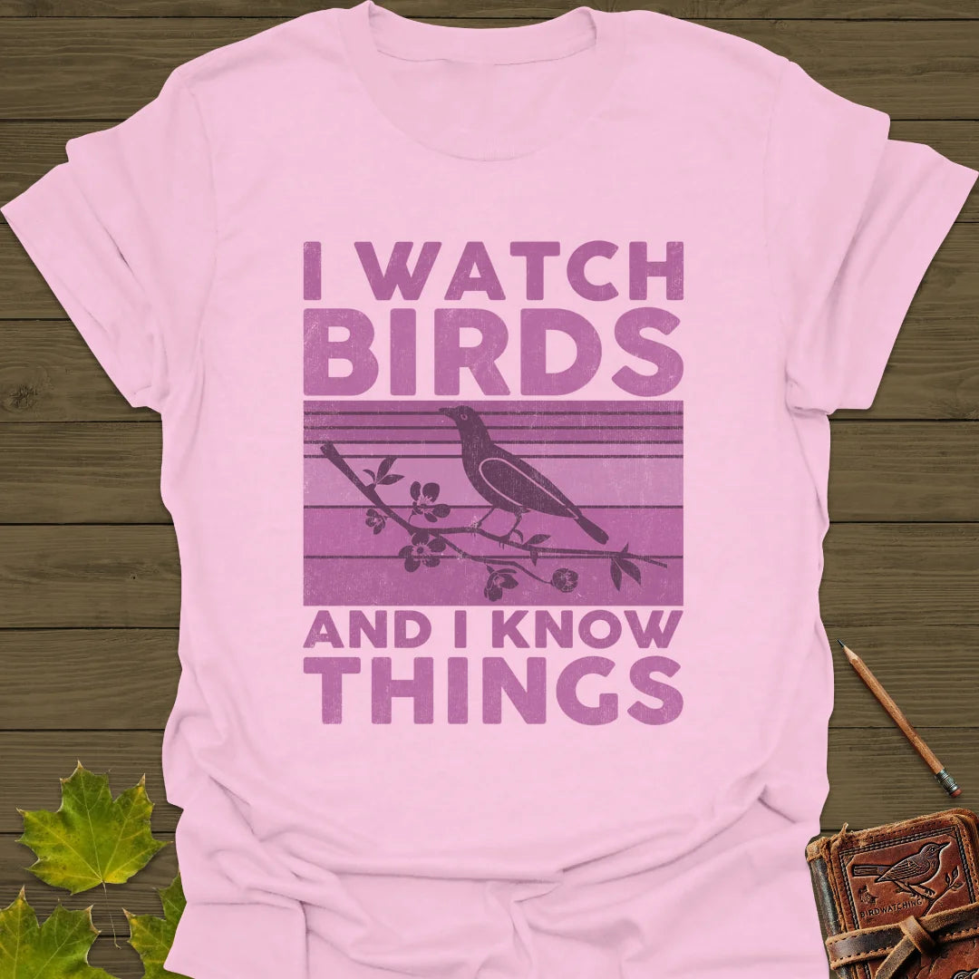 Watch Birds, Know Things T-Shirt in Light Pink