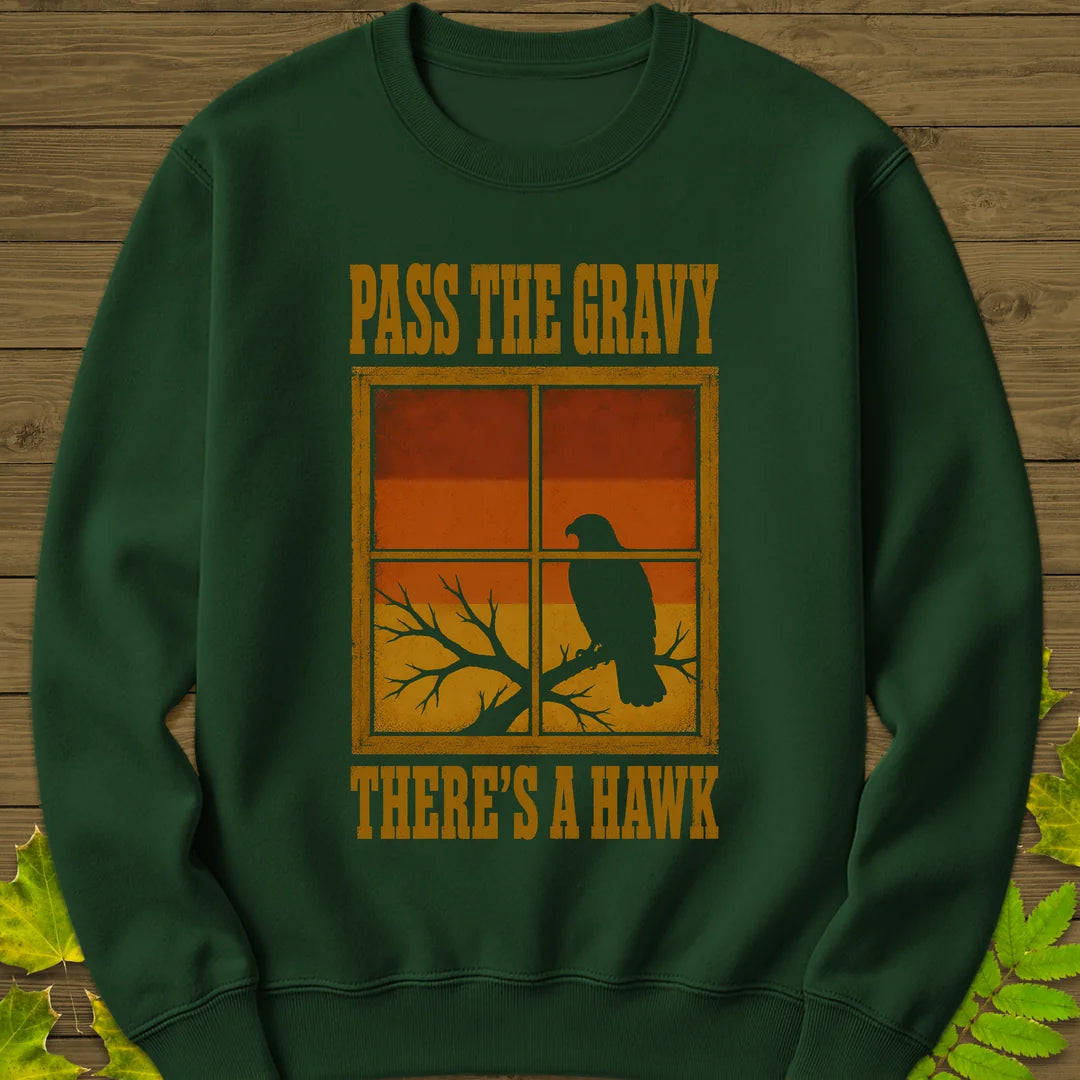 Pass The Gravy Hawk Sweatshirt in Forest Green