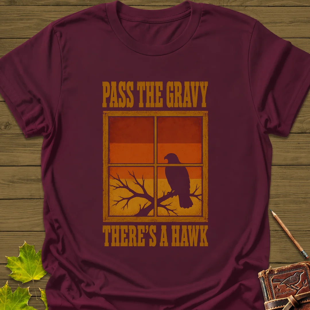 Pass The Gravy Hawk T-Shirt in Maroon