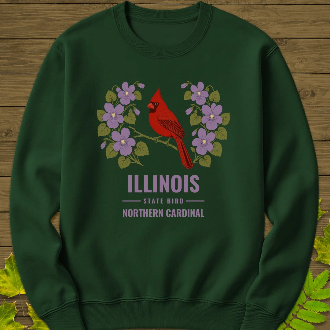 Illinois State Bird Sweatshirt in Forest Green