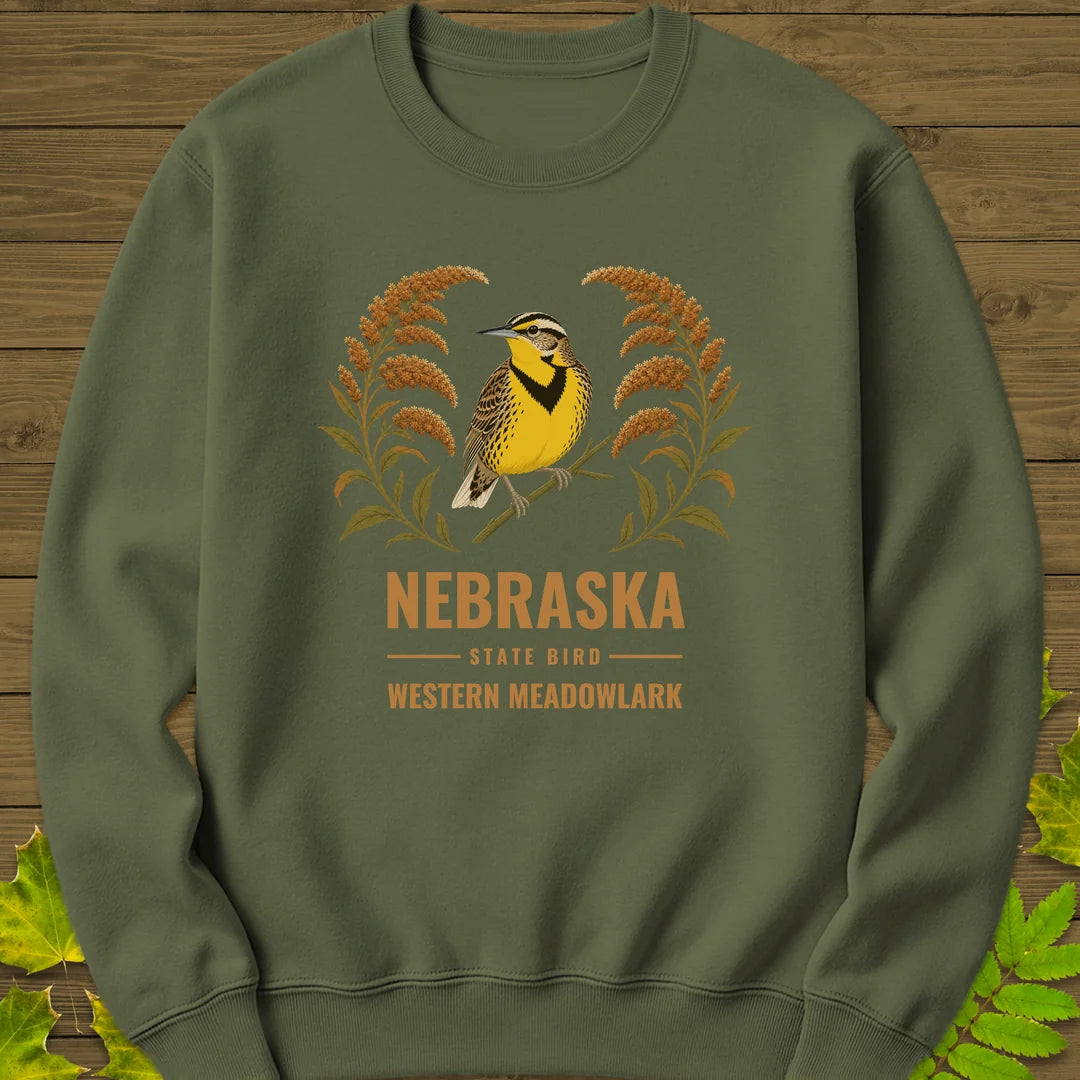 Nebraska State Bird Sweatshirt in Military Green