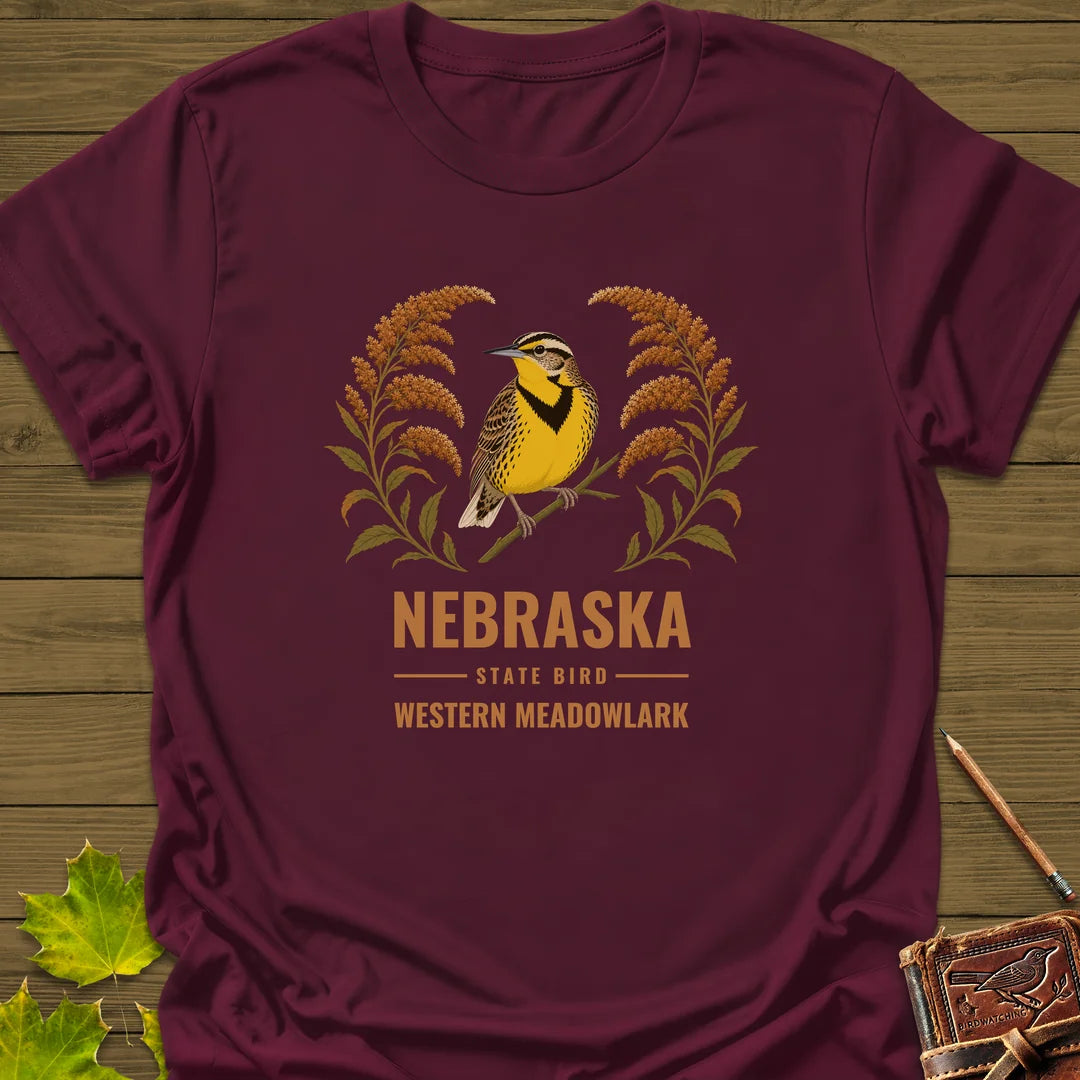 Nebraska State Bird T-Shirt in Maroon
