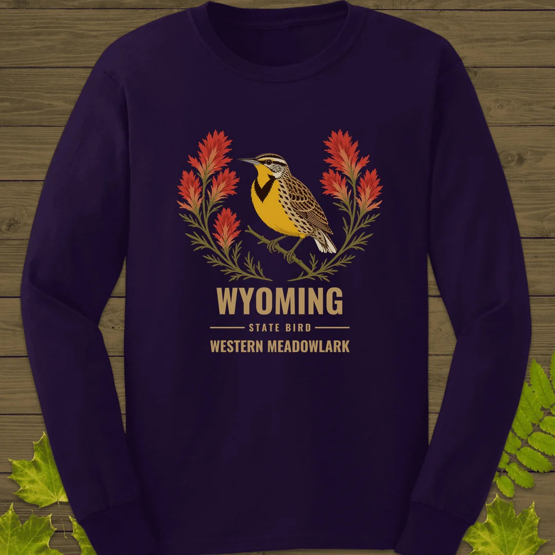 Wyoming State Bird Long Sleeve in Purple