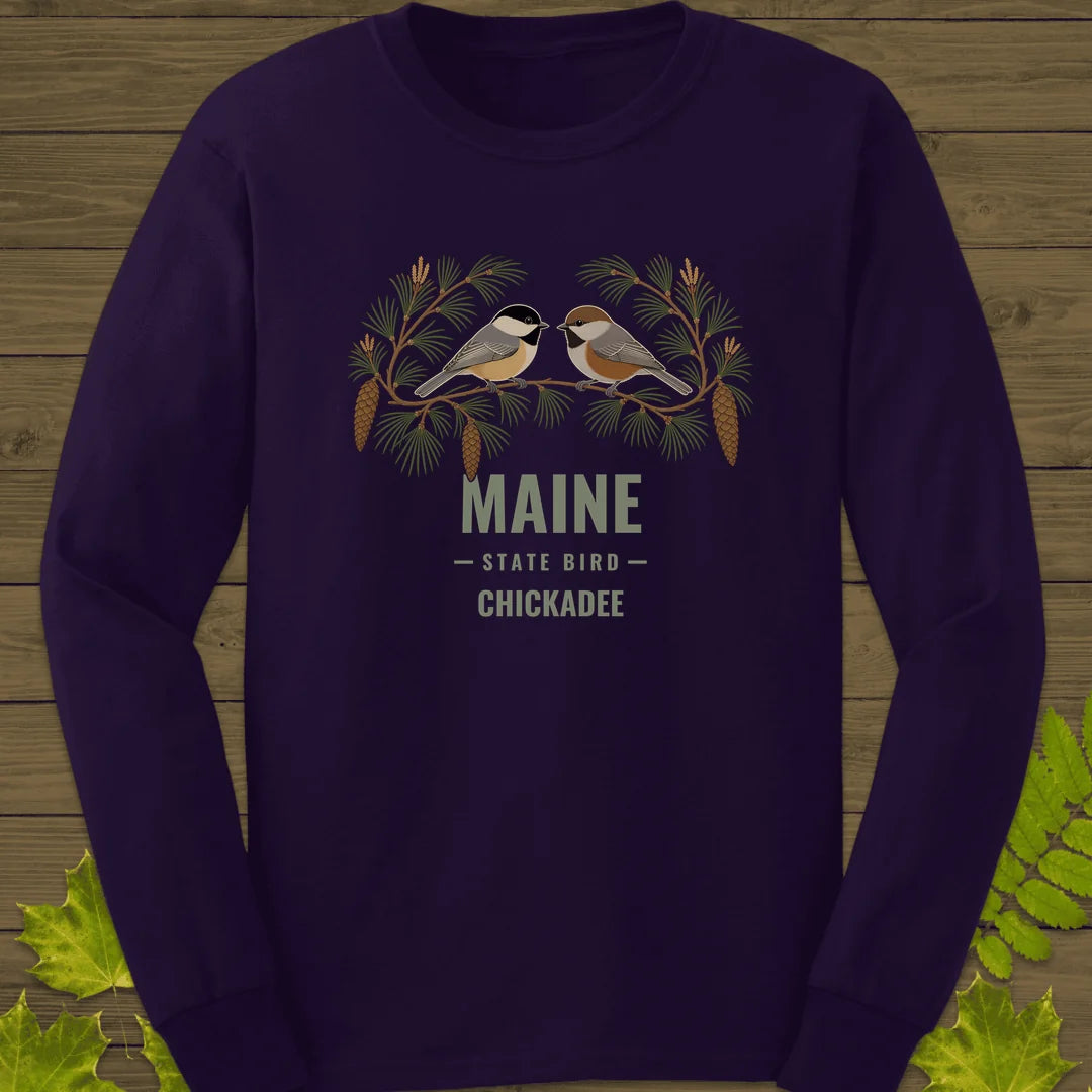 Maine State Bird Long Sleeve in Purple