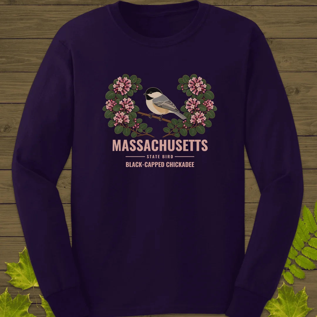 Massachusetts State Bird Long Sleeve in Purple