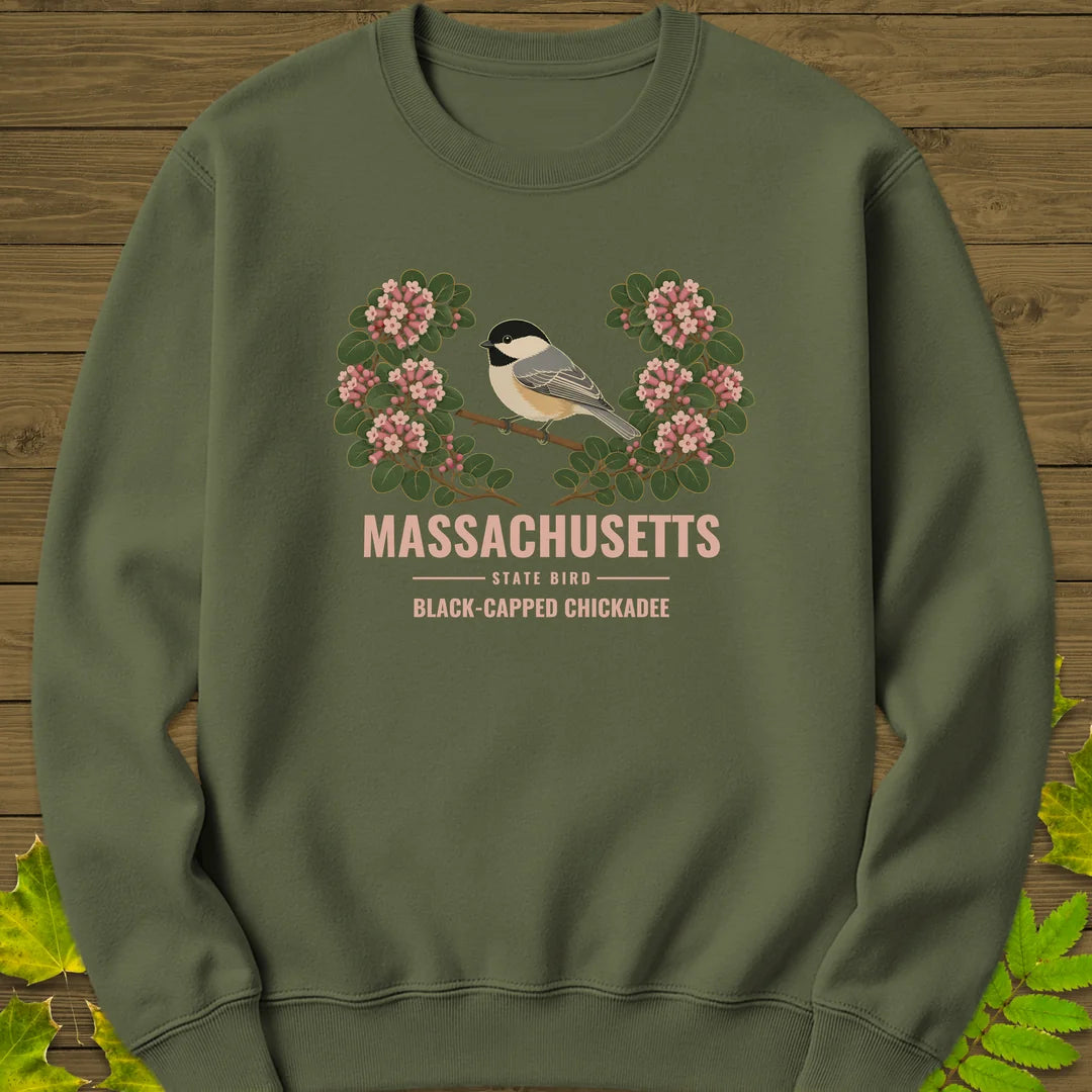 Massachusetts State Bird Sweatshirt in Military Green