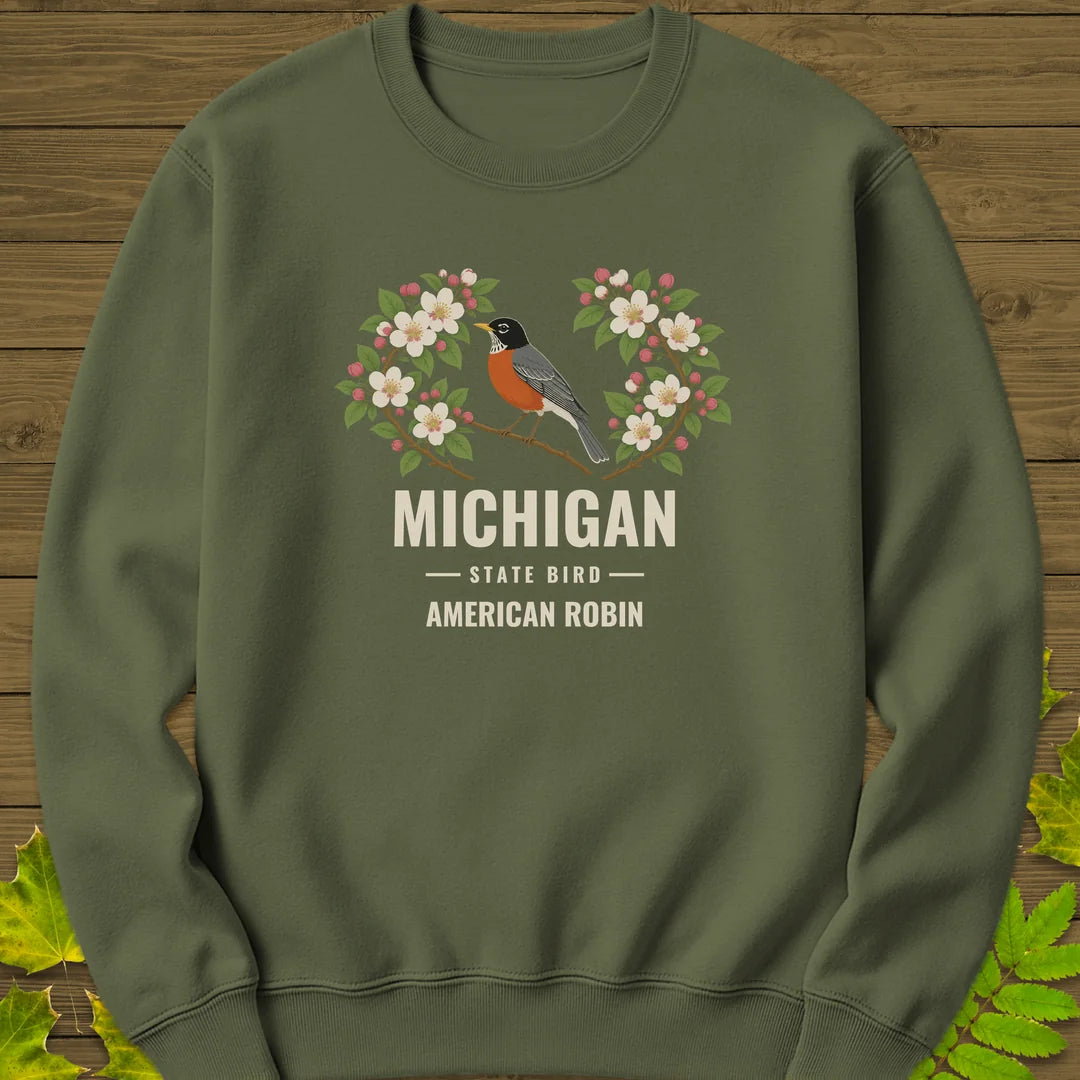 Michigan State Bird Sweatshirt in Military Green