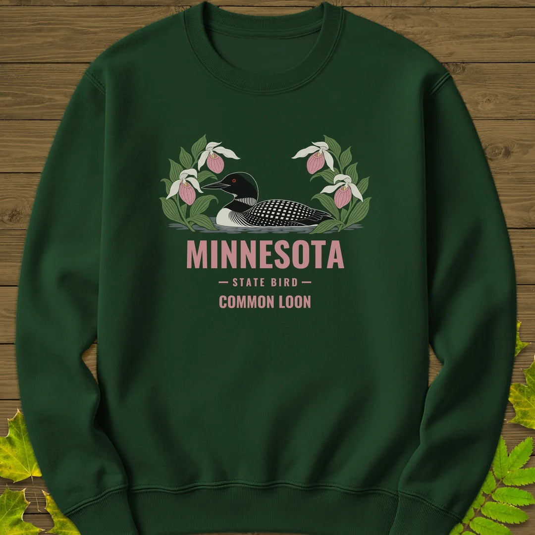 Minnesota State Bird Sweatshirt in Forest Green