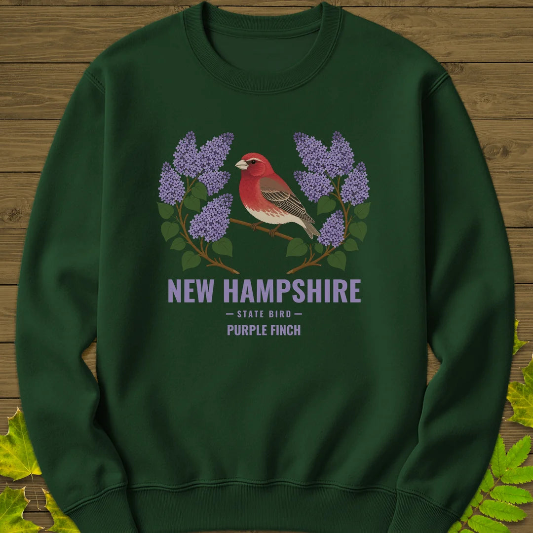 New Hampshire State Bird Sweatshirt in Forest Green