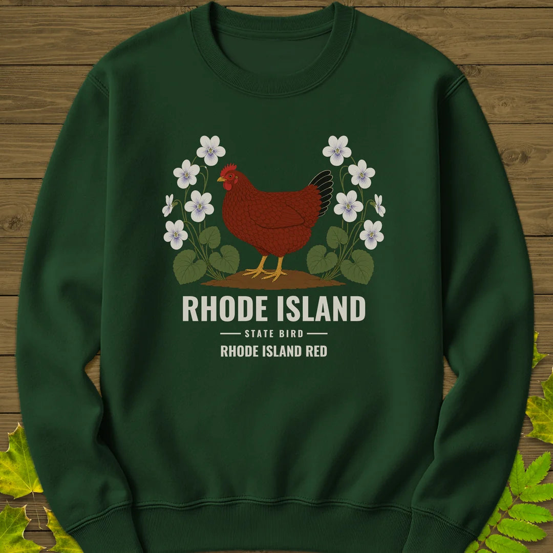 Rhode Island State Bird Sweatshirt in Forest Green