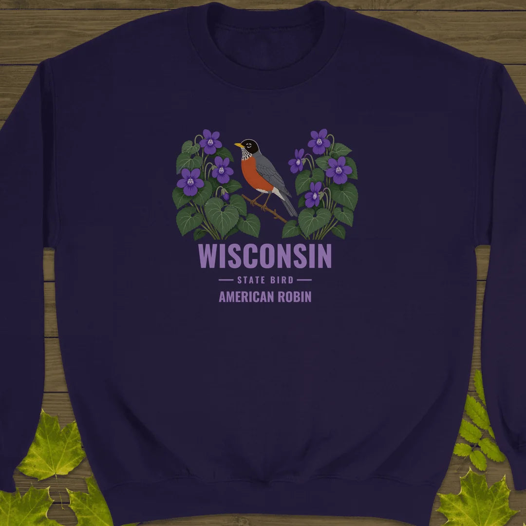 Wisconsin State Bird Sweatshirt in Purple