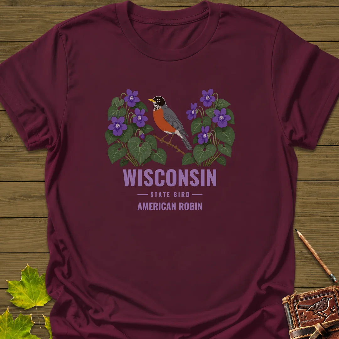 Wisconsin State Bird T-Shirt in Maroon