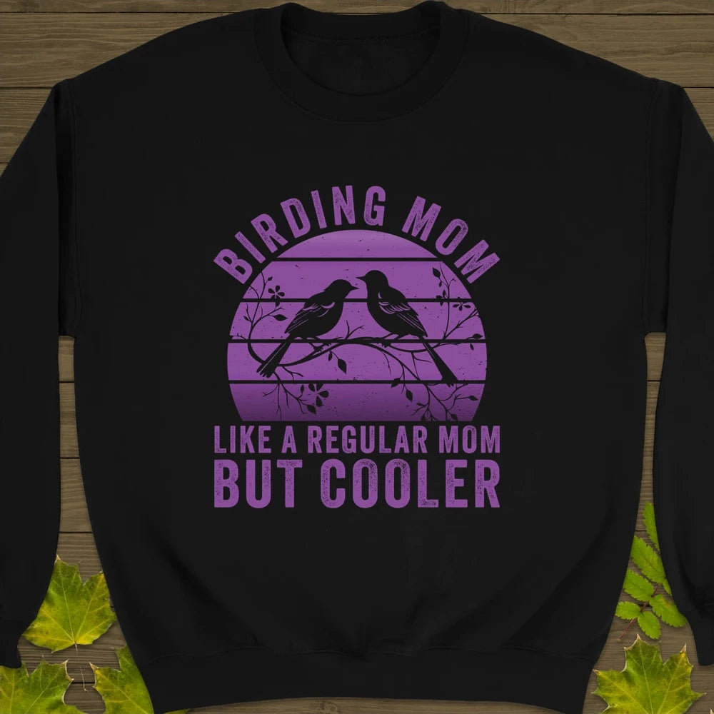 Cool Birding Mom Crewneck Sweatshirt Black