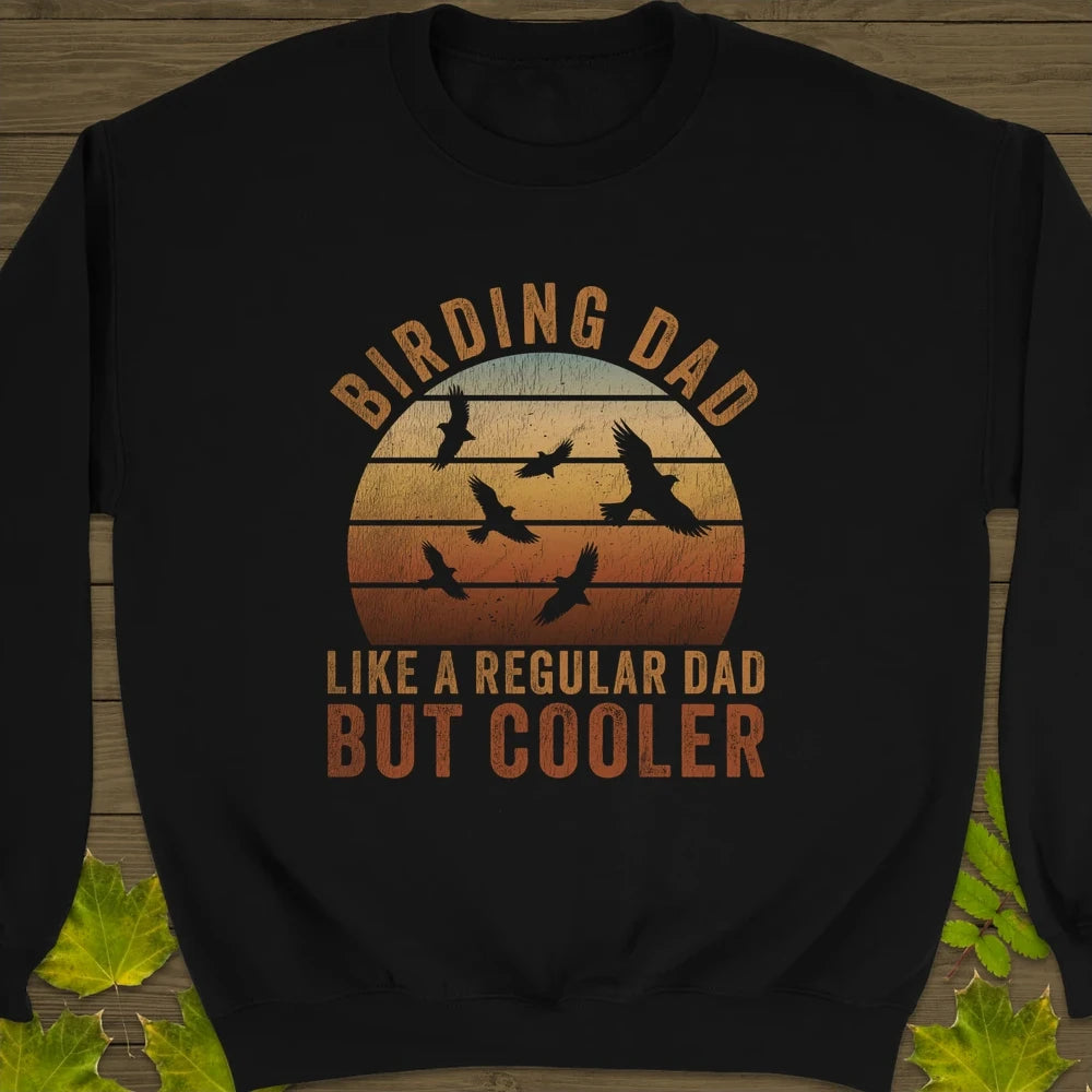 Cool Birding Dad Crewneck Sweatshirt Black