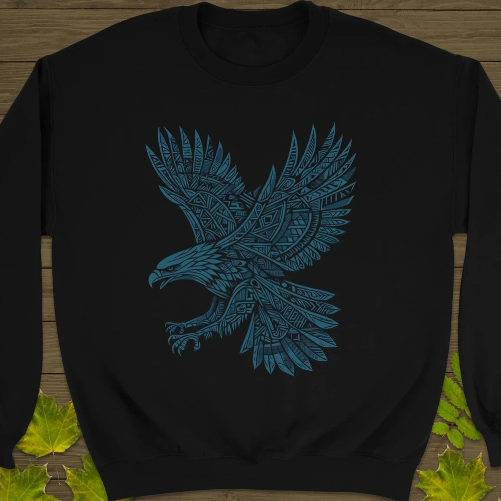 Artistic Wings Eagle Crewneck Sweatshirt Black