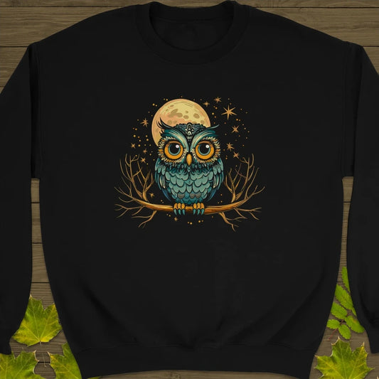 Midnight Mystic Owl Crewneck Sweatshirt Black