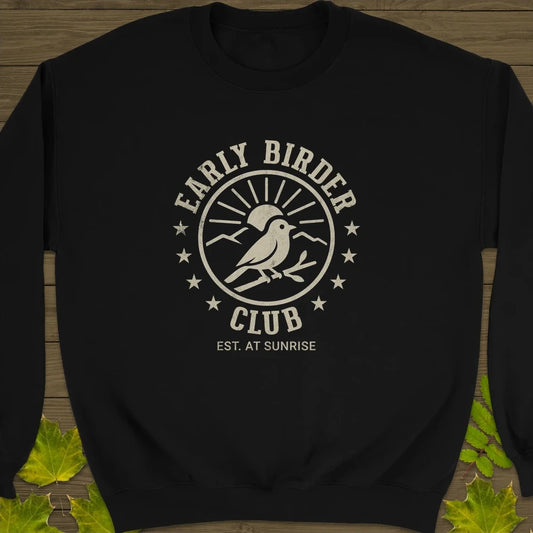 Early Birder Club Crewneck Sweatshirt Black