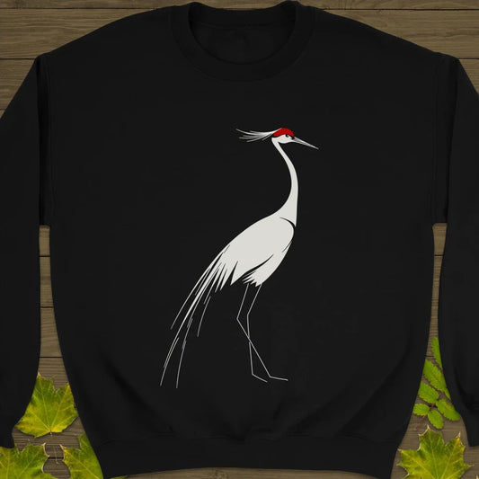 Elegant Lines Crane Crewneck Sweatshirt Black