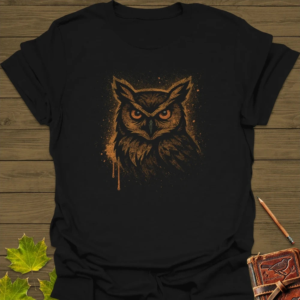 Great Horned Owl Art T-Shirt Black
