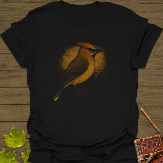 Cedar Waxwing Art T-Shirt Black
