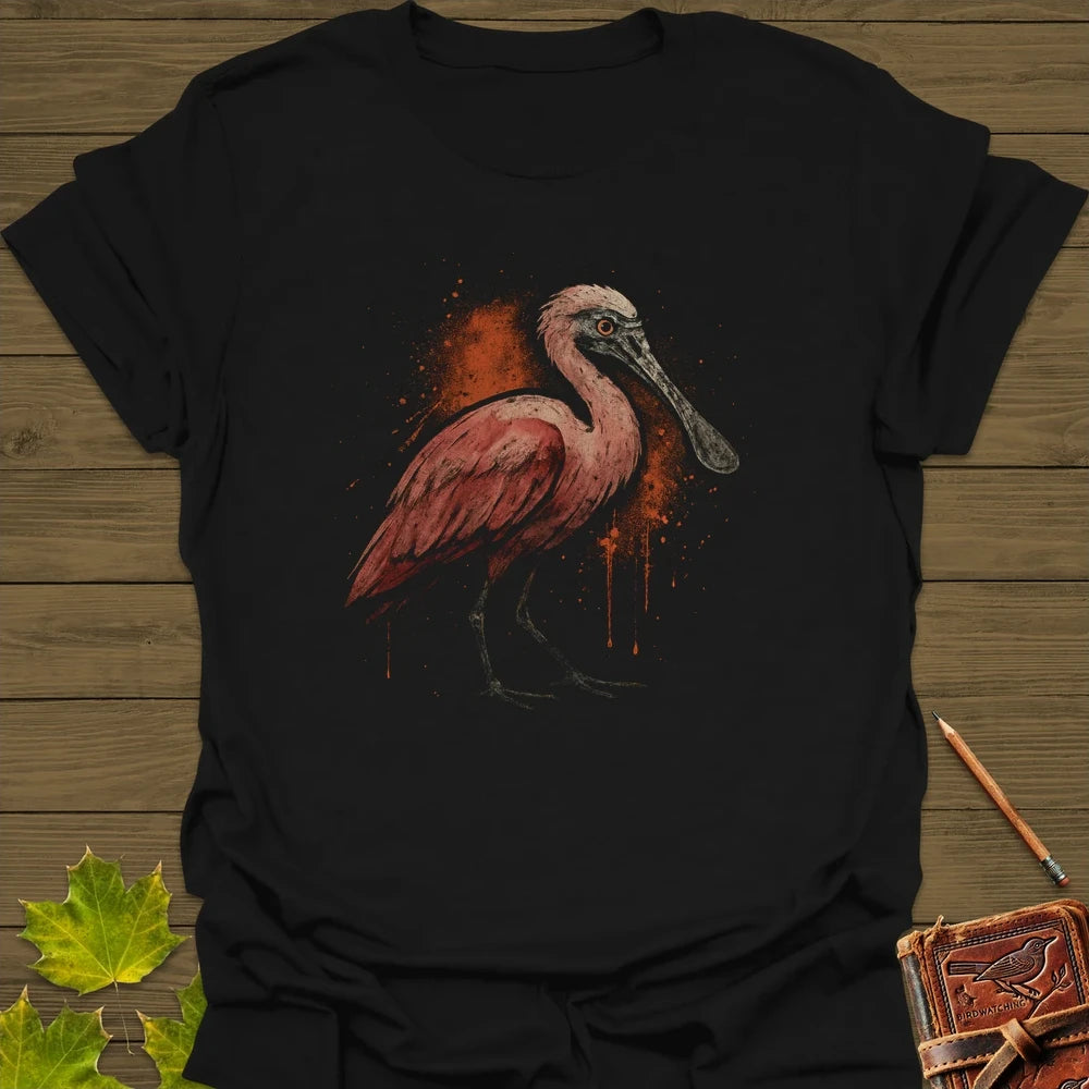 Roseate Spoonbill Art T-Shirt Black