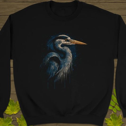 Great Blue Heron Art Crewneck Sweatshirt Black
