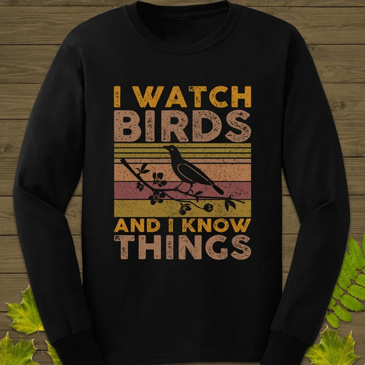 Watch Birds, Know Things Long Sleeve Black
