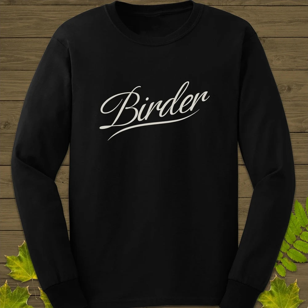 Birder Script Long Sleeve Black