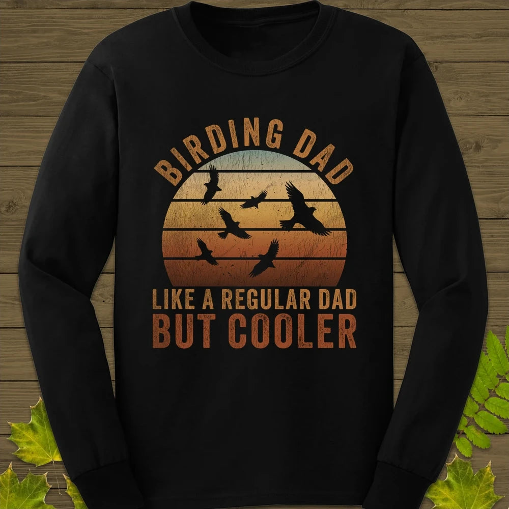Cool Birding Dad Long Sleeve Black