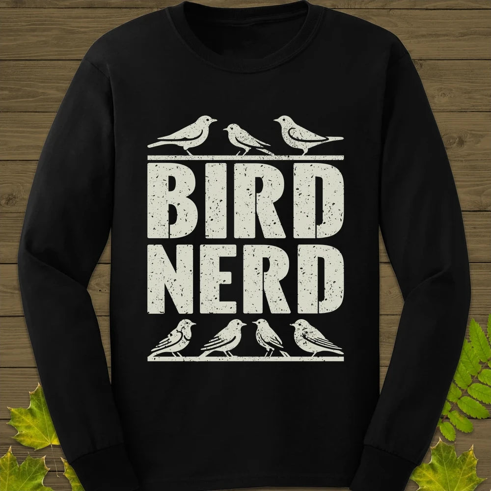 Bird Nerd Long Sleeve Black