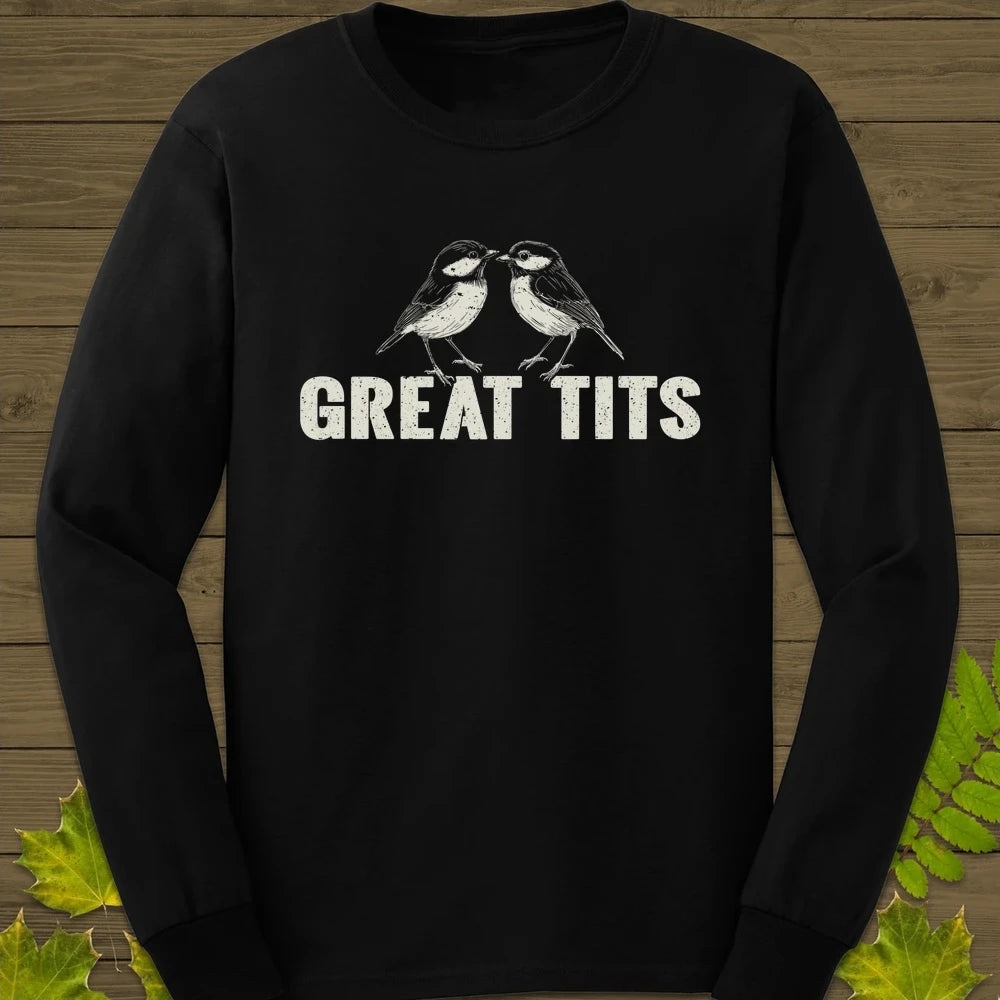 Great Tits Long Sleeve Black