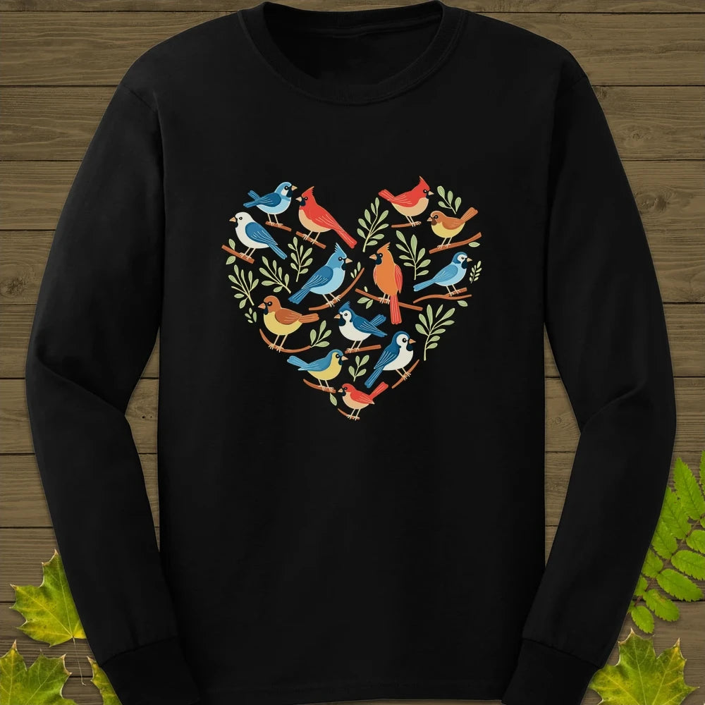 Heart Full of Birds Long Sleeve Black