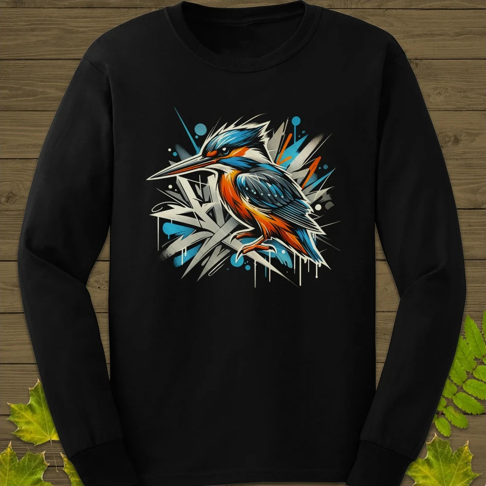 Urban Wildlife Kingfisher Long Sleeve Black