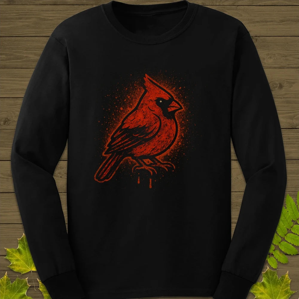 Northern Cardinal Art Long Sleeve Black