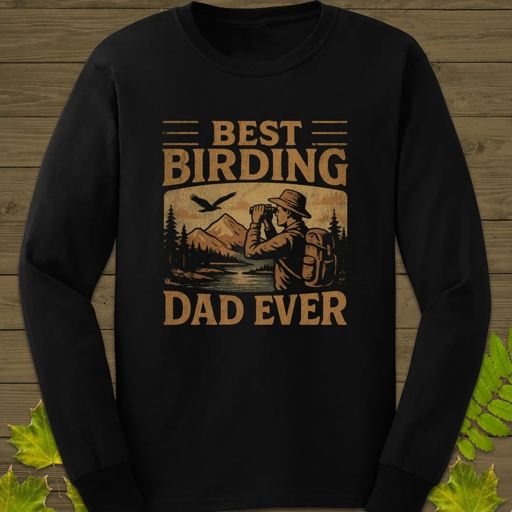 Best Birding Dad Long Sleeve Black