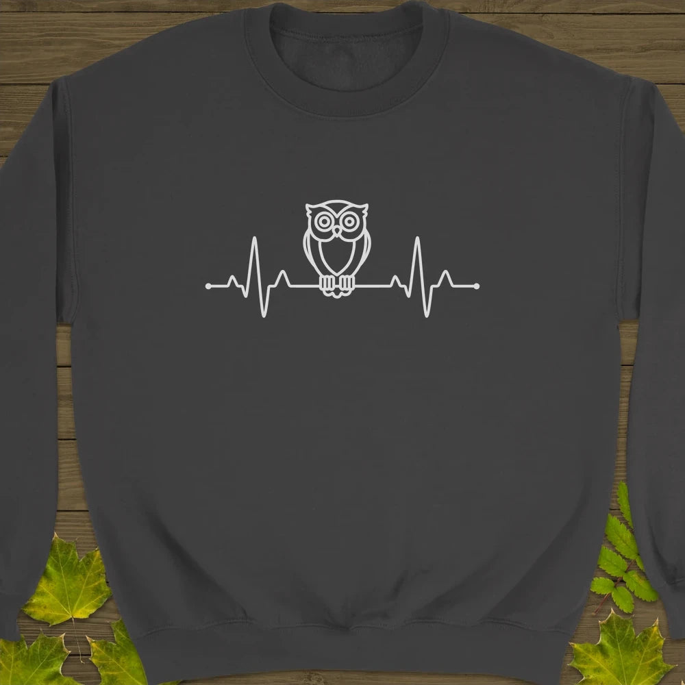 Owl Heartbeat Crewneck Sweatshirt Charcoal