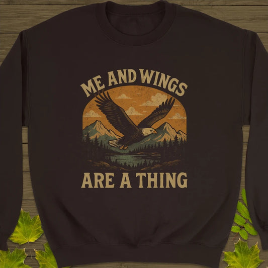 Me and Wings Crewneck Sweatshirt Dark Chocolate