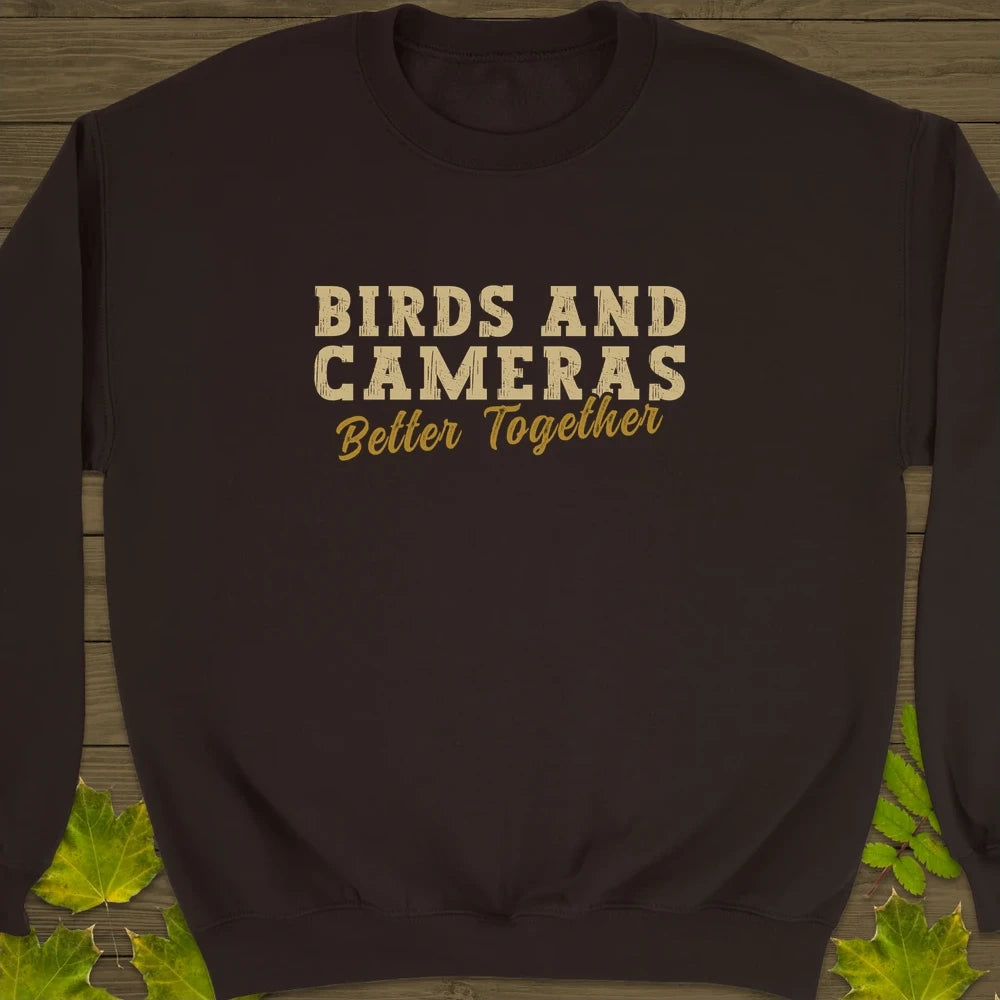 Birds And Cameras Crewneck Sweatshirt Dark Chocolate