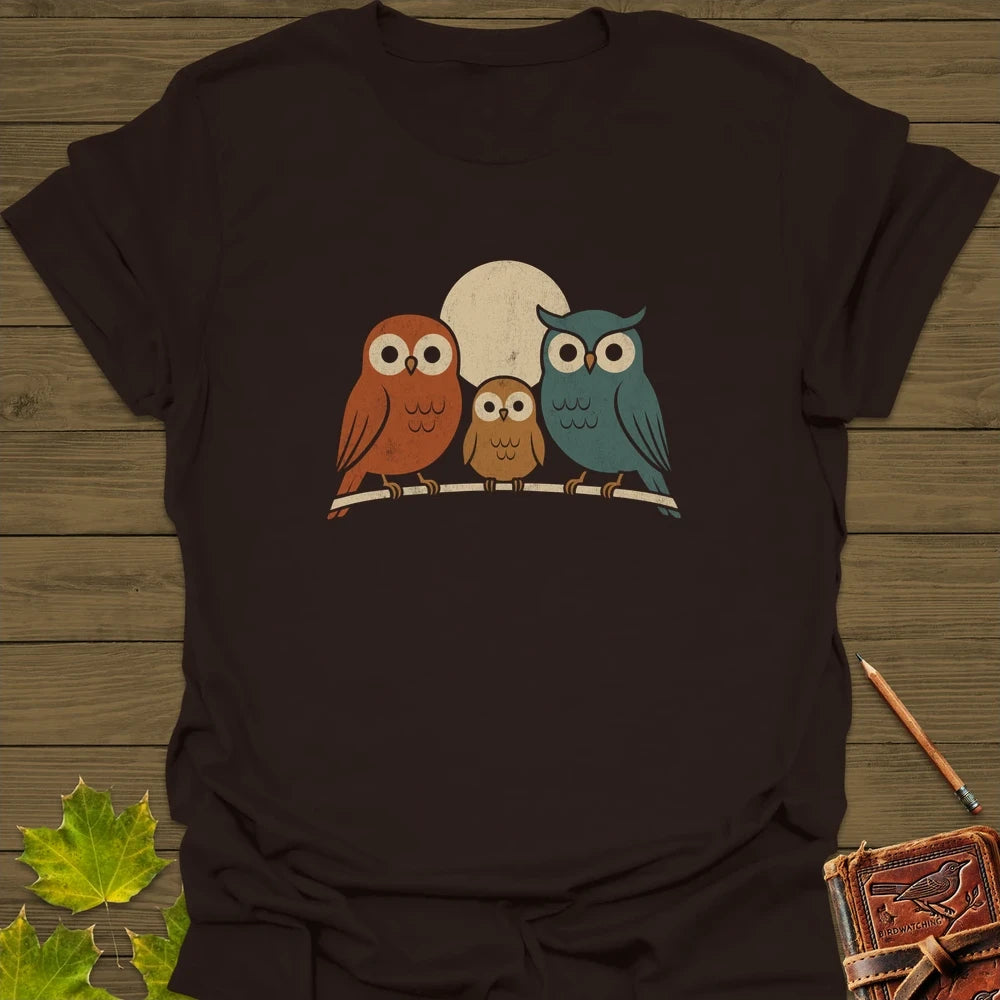 Moonlight Owls T-Shirt Dark Chocolate