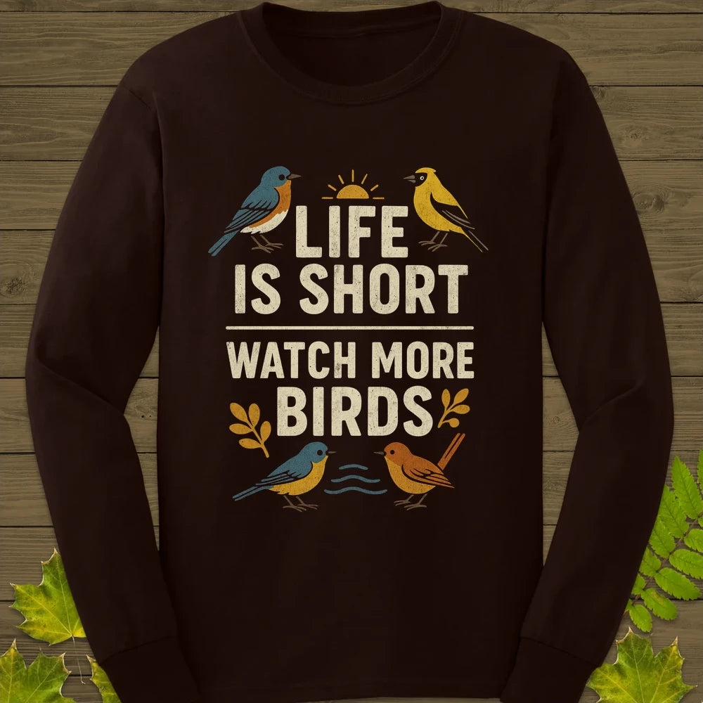 Watch More Birds Long Sleeve Dark Chocolate