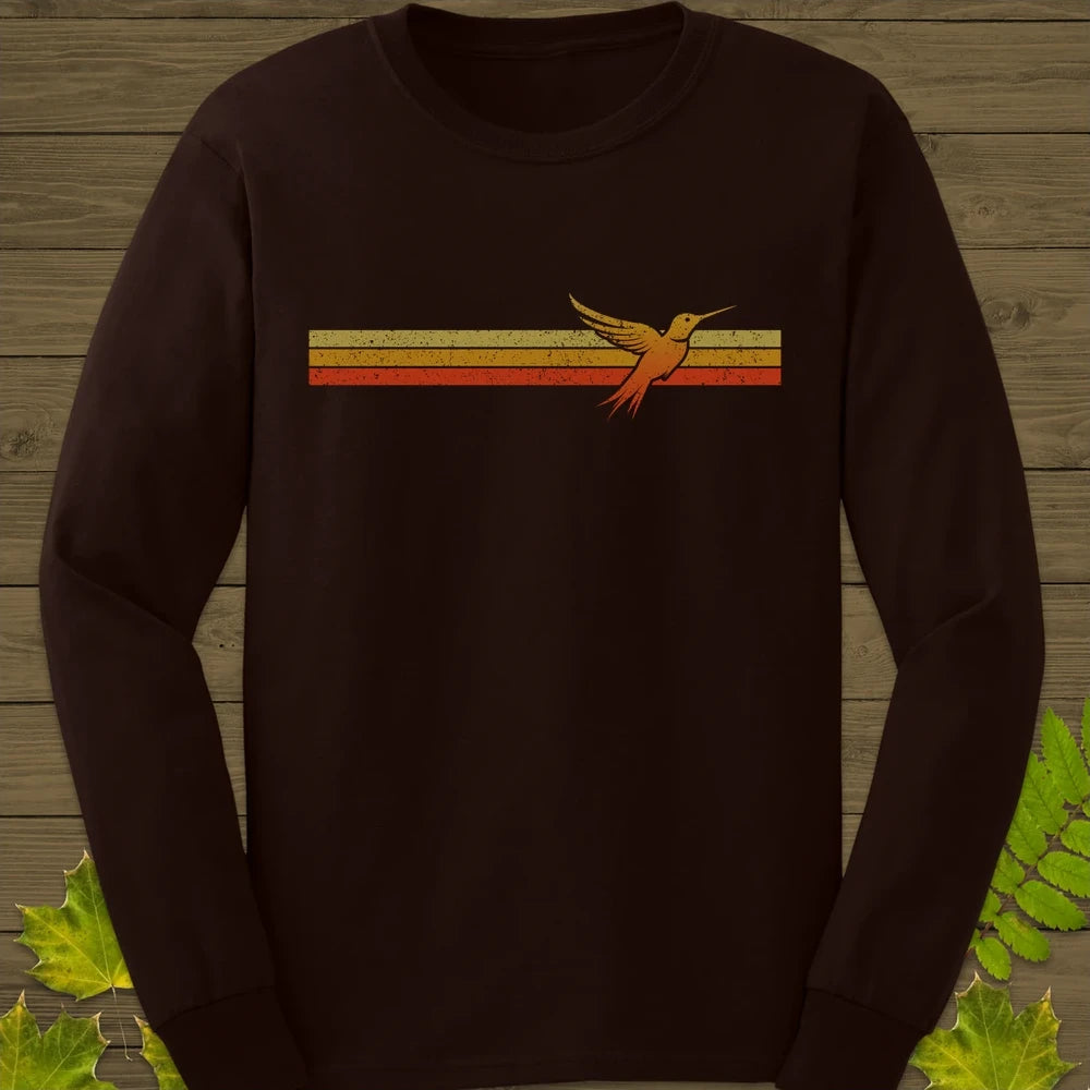 Retro Stripe Hummingbird Long Sleeve Dark Chocolate