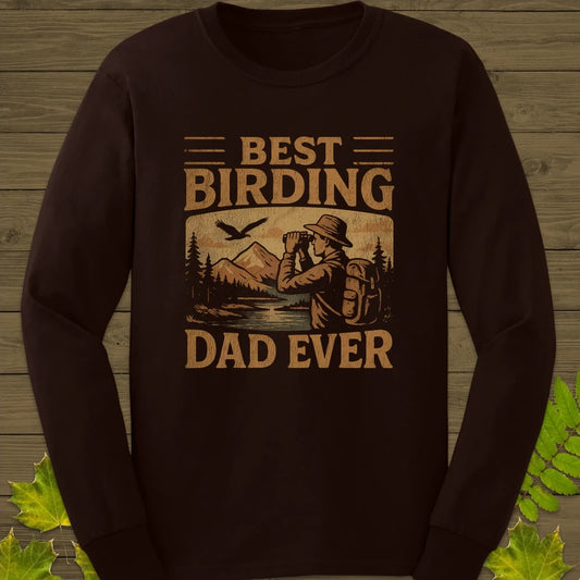 Best Birding Dad Long Sleeve Dark Chocolate
