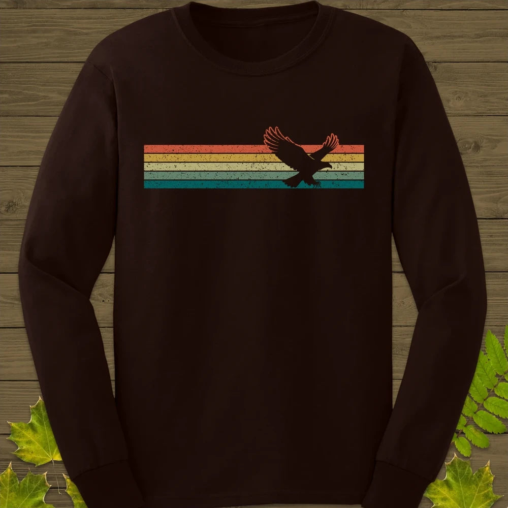 Retro Stripe Eagle Long Sleeve Dark Chocolate
