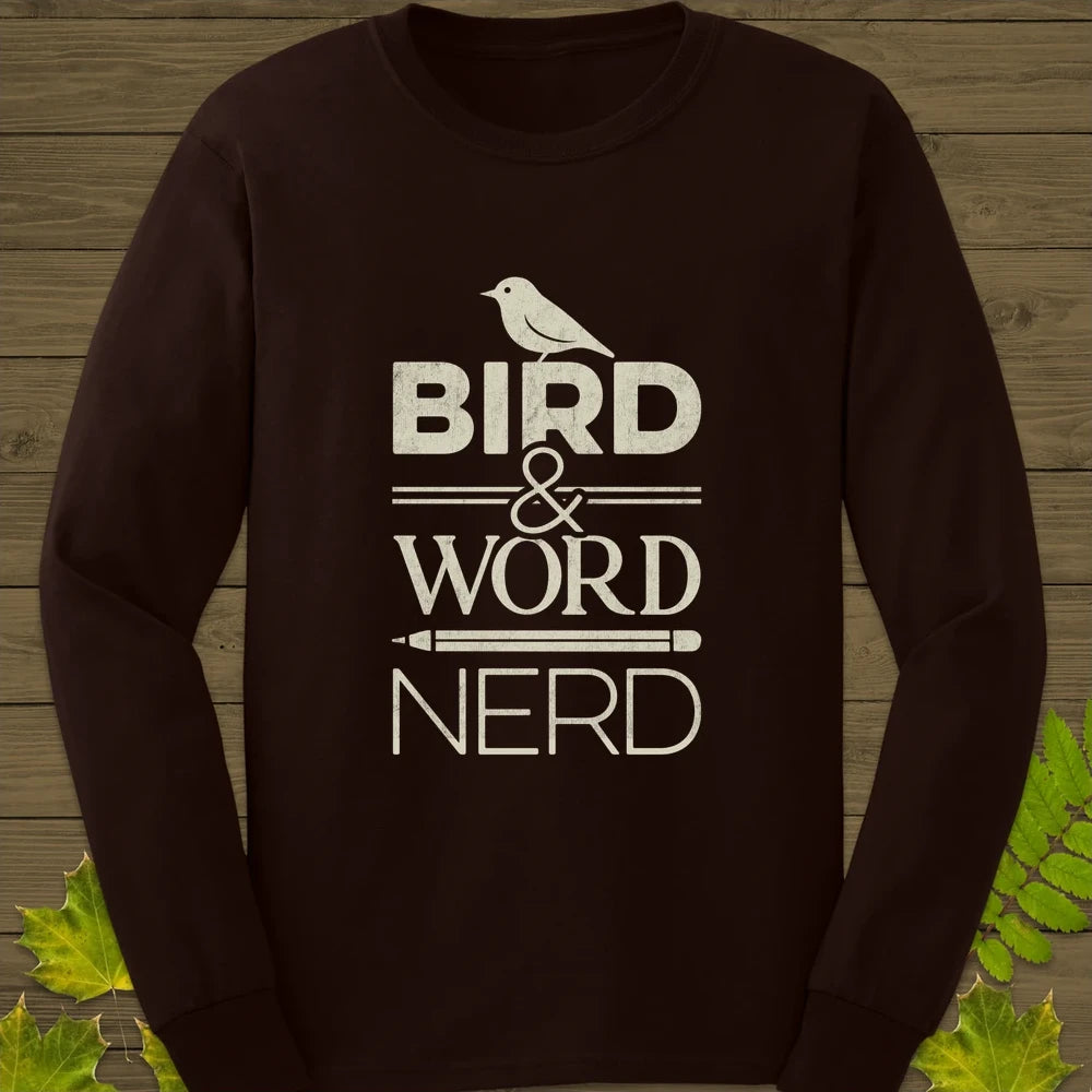 Bird Word Nerd Long Sleeve Dark Chocolate