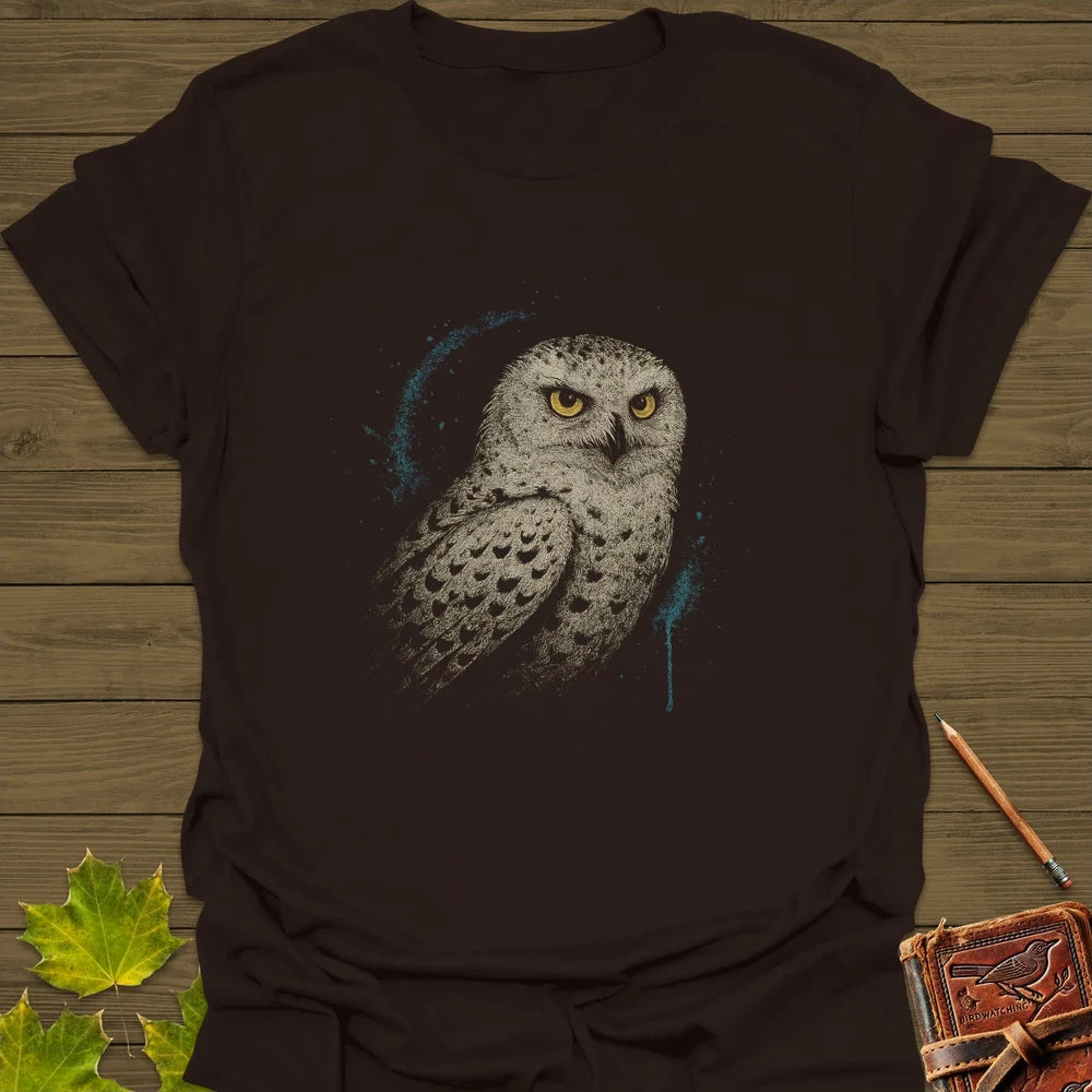 Snowy Owl Art T-Shirt Dark Chocolate