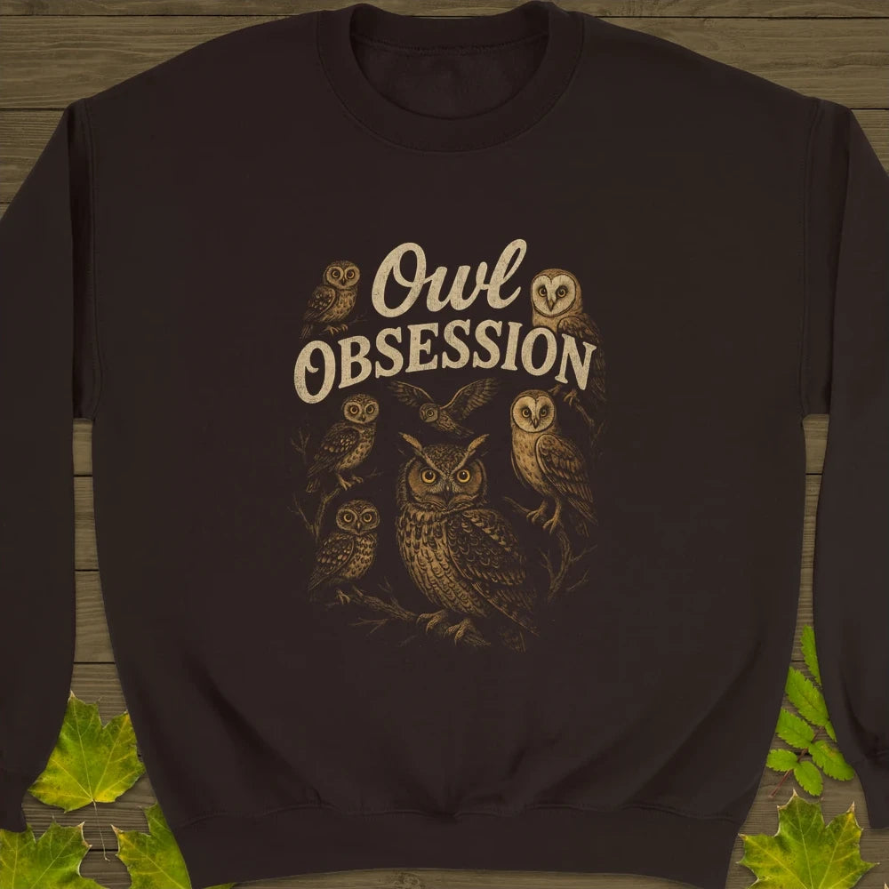 Owl Obsession Crewneck Sweatshirt Dark Chocolate
