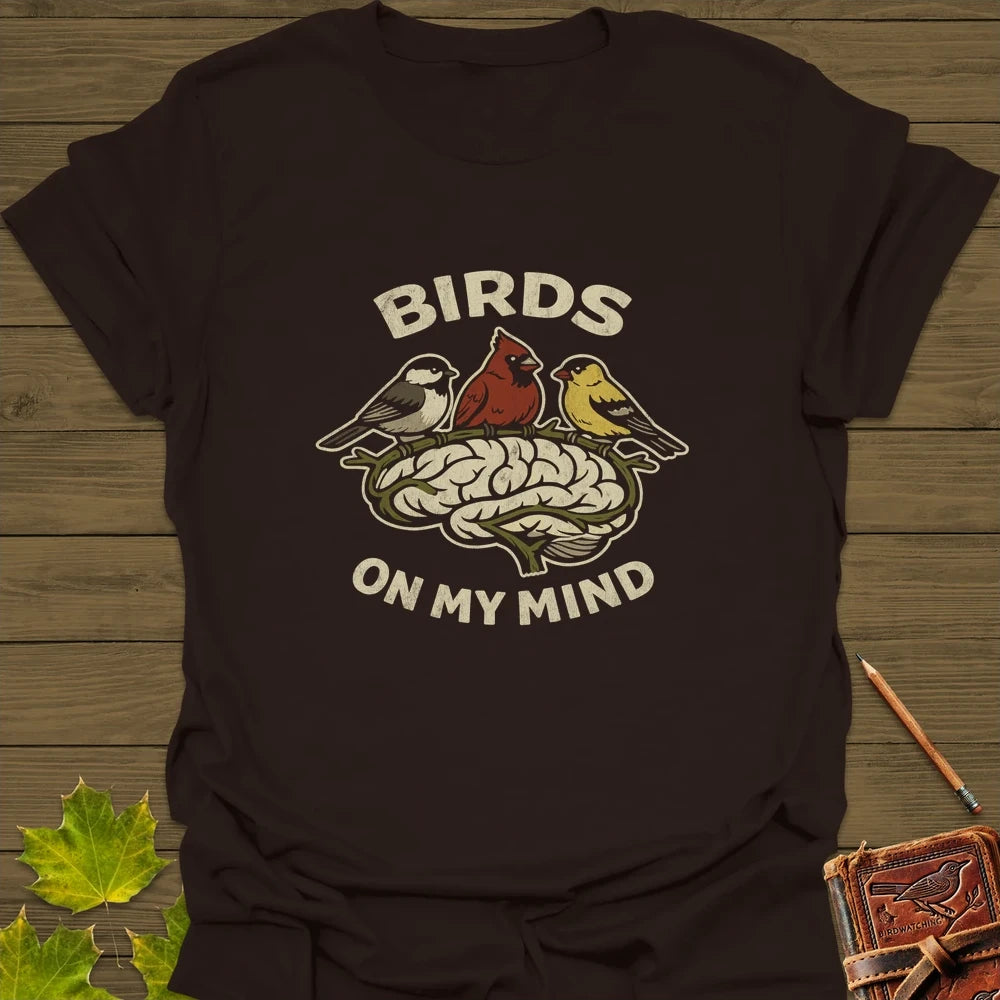 Birds On My Mind T-Shirt Dark Chocolate